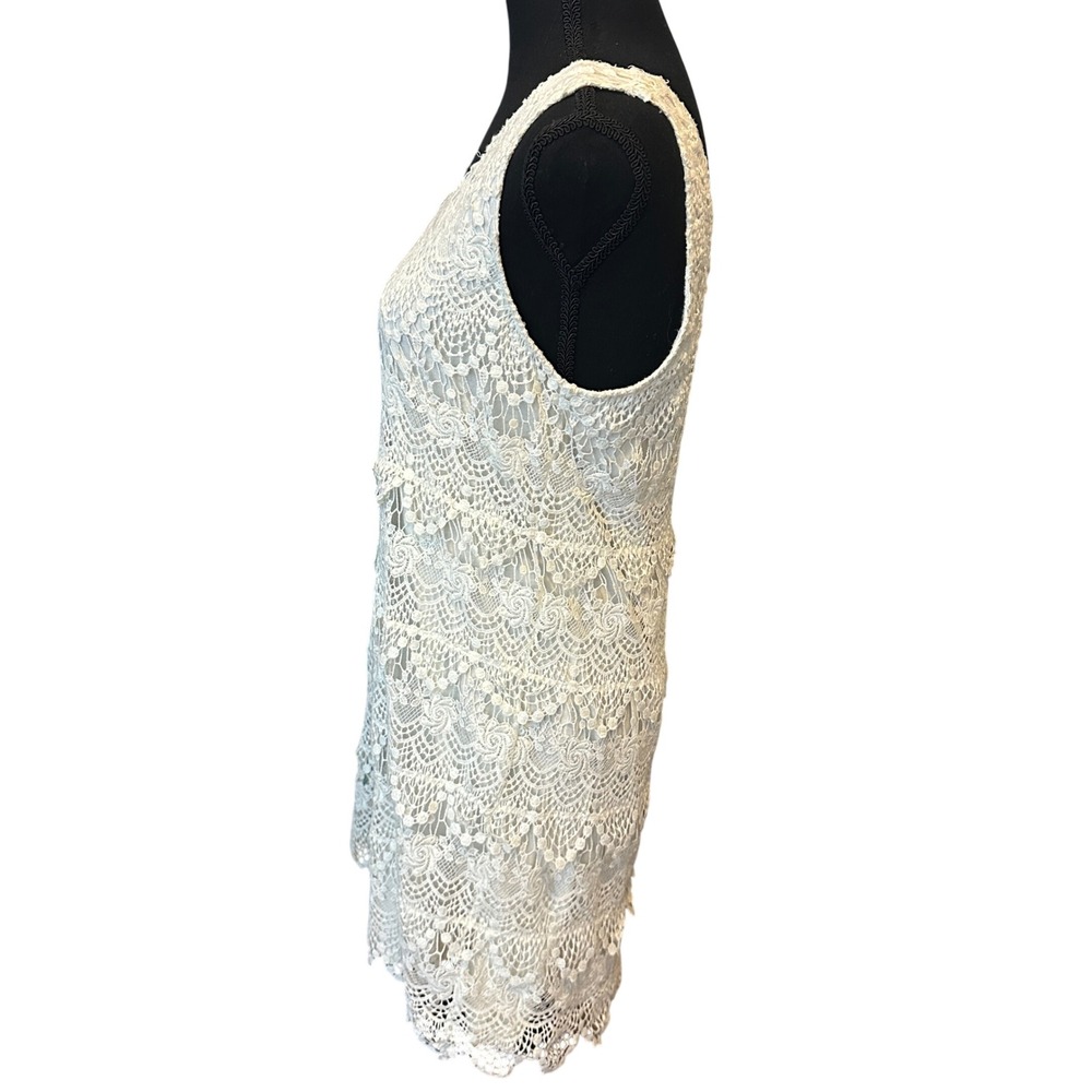 H&M Divided Ivory Floral Lace Tiered Mini Dress 12 Boho Festival Western - Picture 3 of 9
